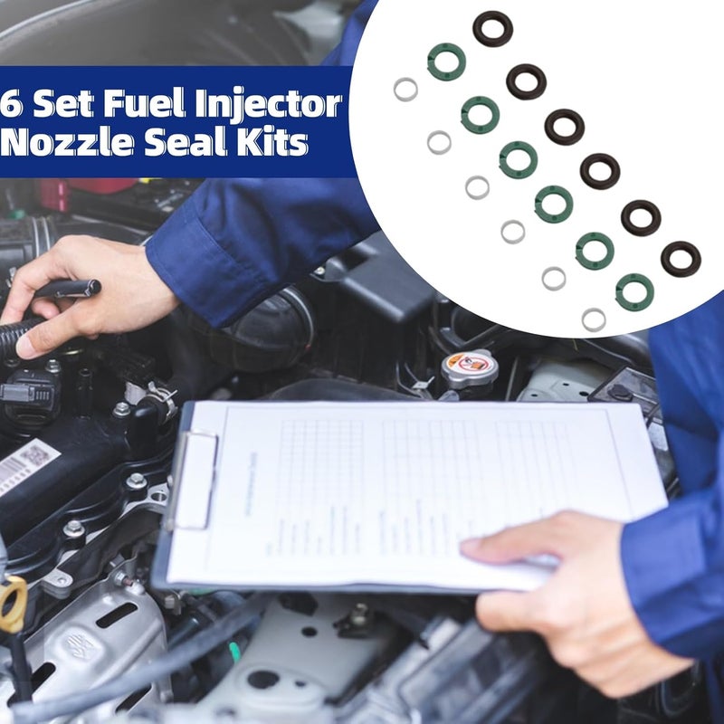McrGinly 6 Set Fuel Injector Nozzle Seal Kits Fuel Injector O-Rings Compatible with Touareg A4 A5 A6 A7 A8 Q5 Q7 RS3 RSQ3 TTRS 06E998907E 06E998907B - Image 4